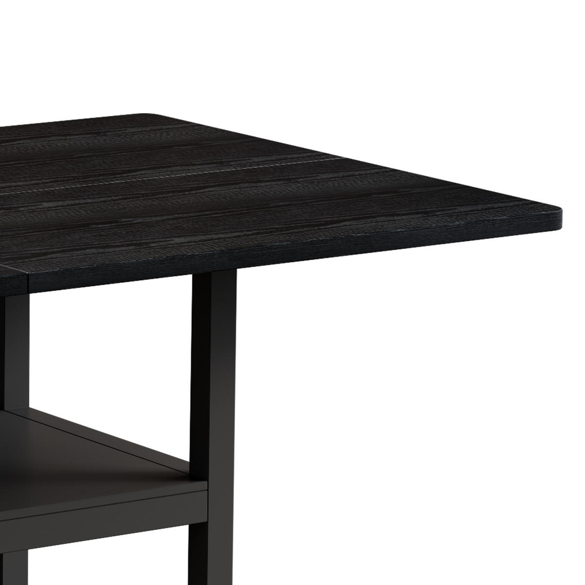 ESSTISCH Schwarz mit multifunktionalem Ablagefach 160/90/76 cm - Schwarz, Holz (90/160/76cm) - Oxeza