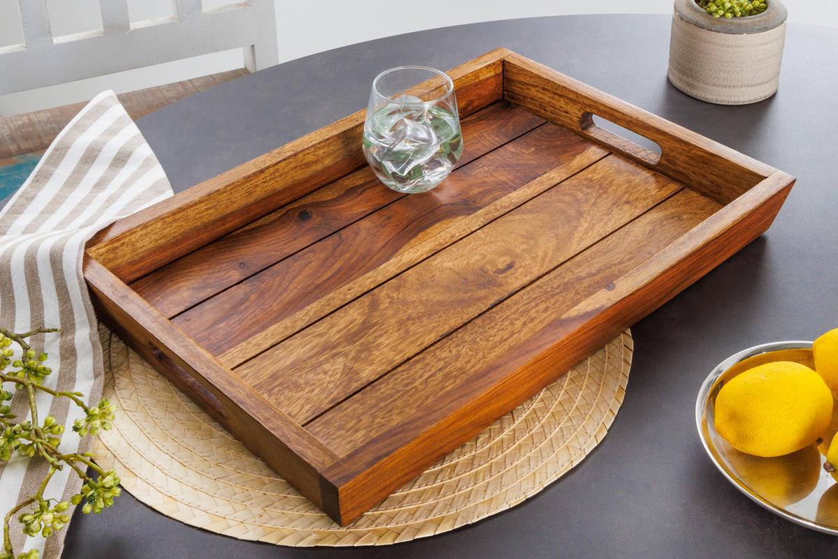 TABLETT MAKASSAR Sheesham Natur 45 cm - Braun, Holz (5cm) - riess-ambiente