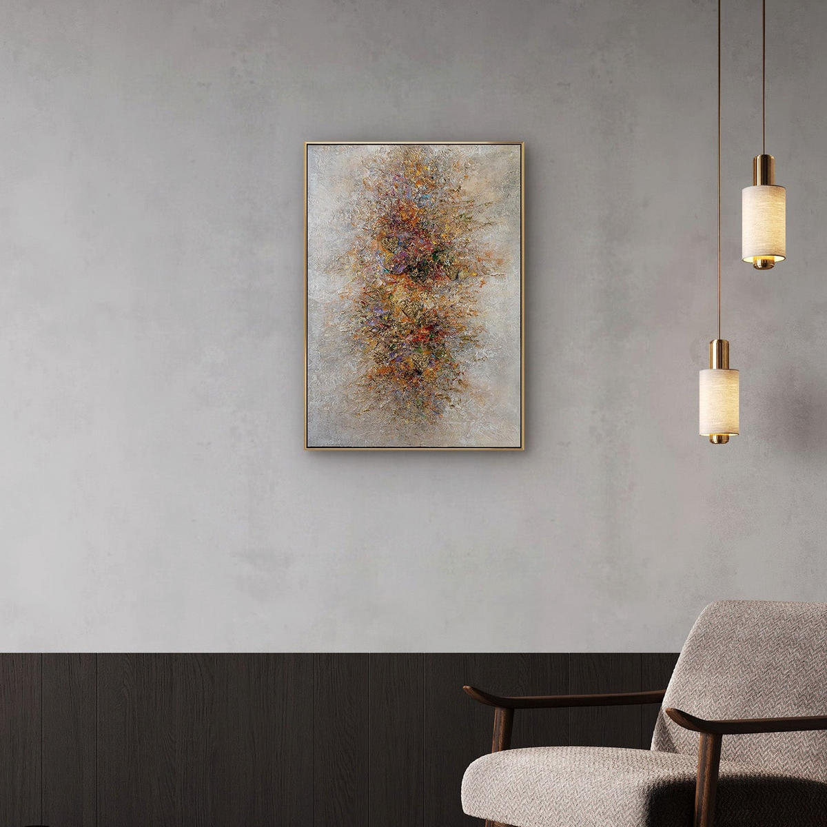 GEMÄLDE Palette des Lichts Schattenfugenrahmen Gold 70x50 cm - Goldfarben, Holz (70/50cm) - YS-art gallery