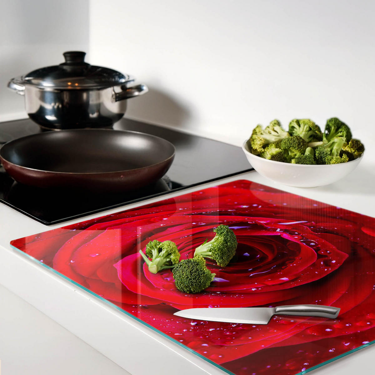 GLASPLATTE 60x52 cm Die Rose - Rot, Glas (60/0.4/52cm) - TULUP