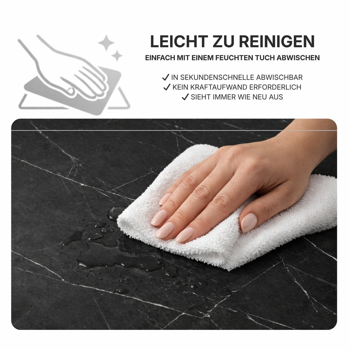 ESSTISCH Royal Schwarz Marmoptik Ausziehbar 120 - 160 cm - Schwarz, Holzwerkstoff (120/80/75cm) - PROSPERO