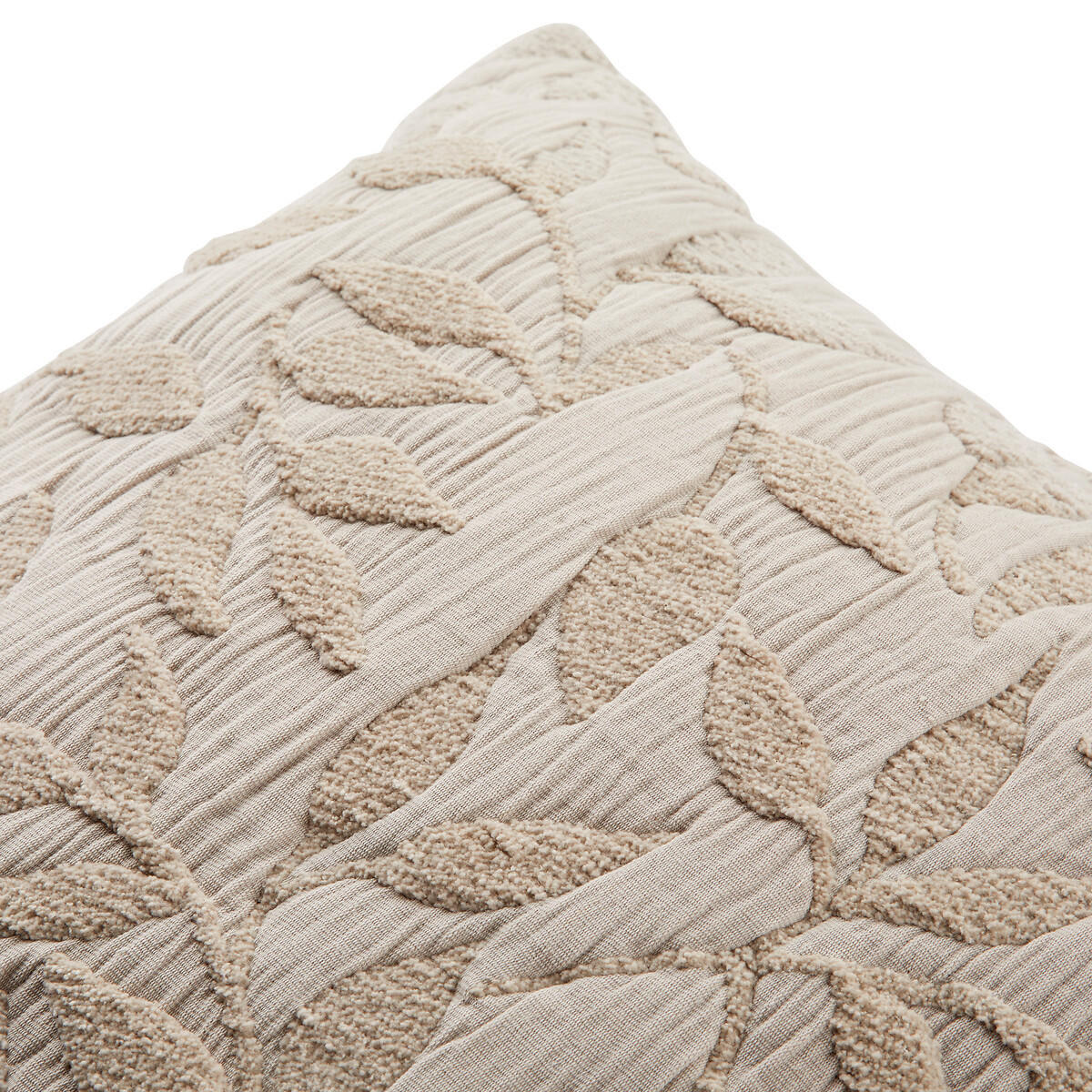 DEKOKISSEN mit Blattmotiv Letho 50/50/10 cm - Beige, Textil (50/50cm) - Atmosphera Createur d´interieur