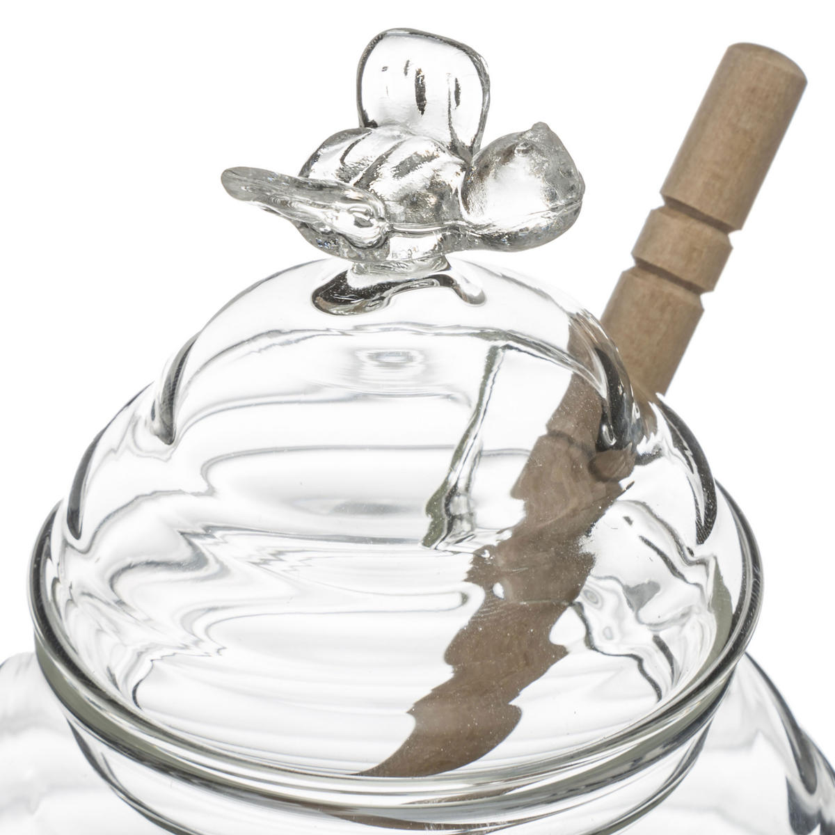 HONIGTOPF mit Löffel, Glas, 400 ml - Transparent, Glas (11/11/15.5cm) - 5five Simply Smart