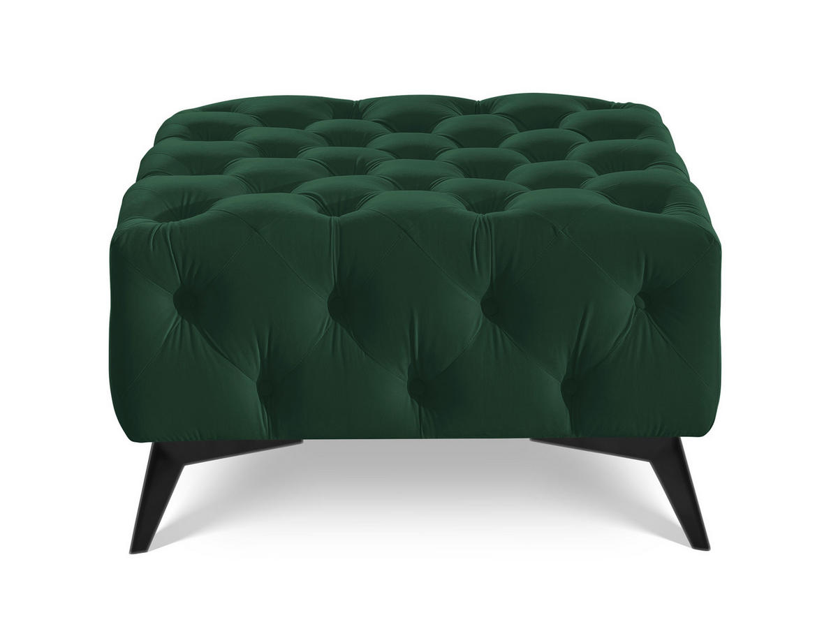 HOCKER Chesterfield Whitby Flaschengrün Samt mit schwarzen Füßen - Dunkelgrün/Schwarz, Holz/Textil (80/45/80cm) - S-Style Möbel