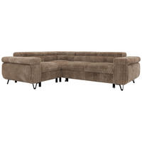 ECKSOFA FALCO L - Braun Cord - Links Seite - Schwarz/Braun, Textil/Metall (197/268cm) - MKS