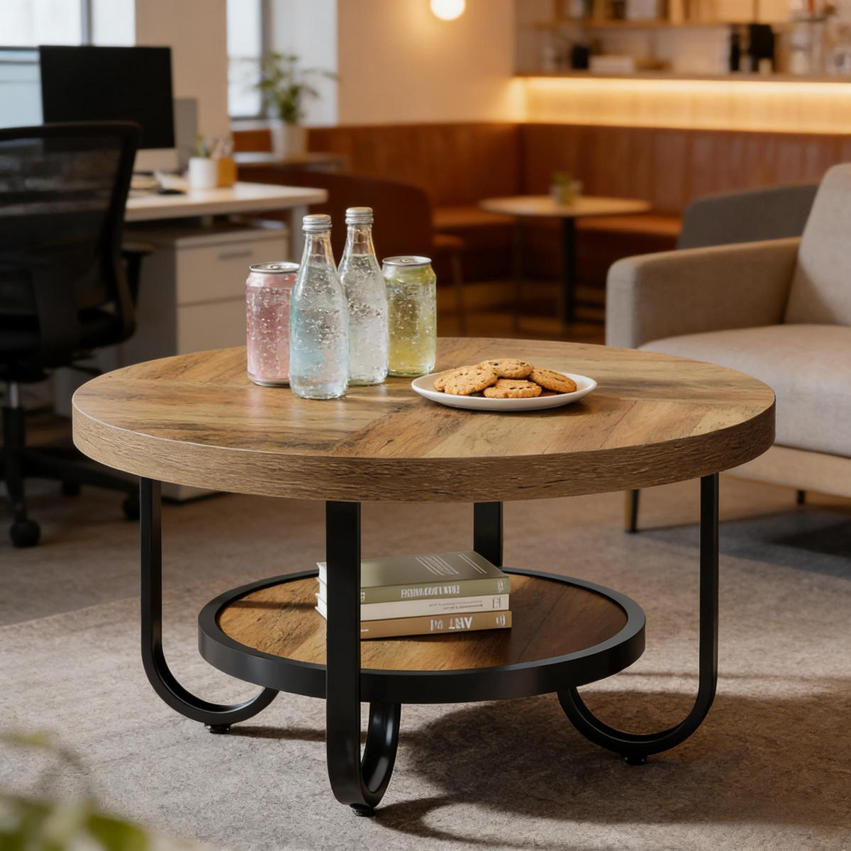 COUCHTISCH Schwarz-Braun 80/80/45 cm - Schwarz, Holzwerkstoff (80/80/45cm) - PANGIVO