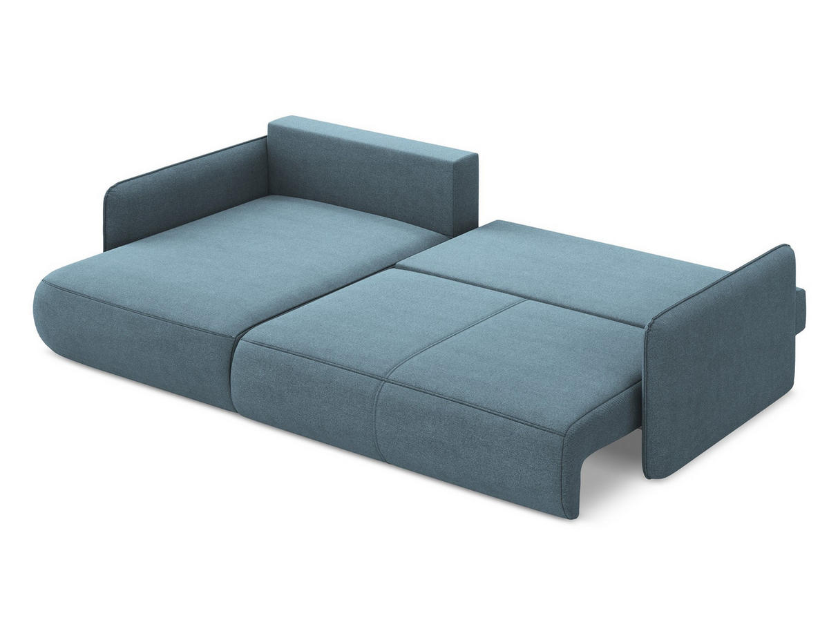 ECKSOFA mit Schlaffunktion Strukturstoff Stoff Blau - Blau/Schwarz, Kunststoff/Textil (148/240cm) - Makamii