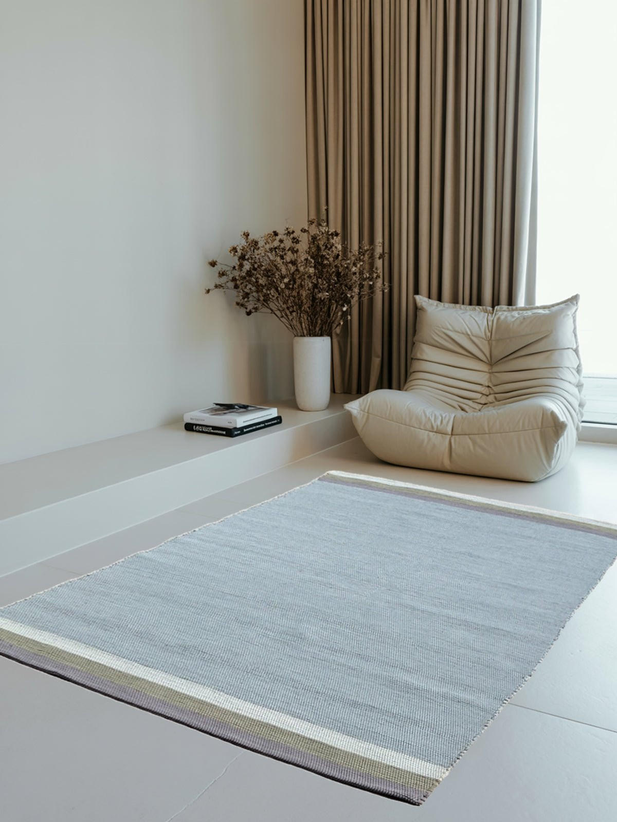 TEPPICH aus recycelter Baumwolle handgewebt blau - Blau, Naturmaterialien (120/170cm) - AFK Living