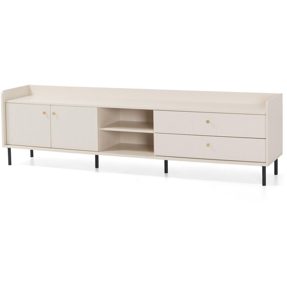 LOWBOARD Gloria mit 2 Schubalden und 2 Türen - Beige/Schwarz, Holzwerkstoff/Metall (210/59/42cm) - Beautysofa