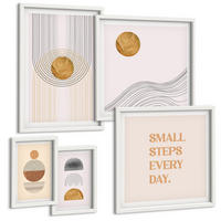 BILDER SET 5er Set - 50x50 cm & 20x30 cm & 40x60 cm Weißer Rahmen - Herbstfarben Seerosenteich - Weiß, Kunststoff (40/60cm) - TULUP