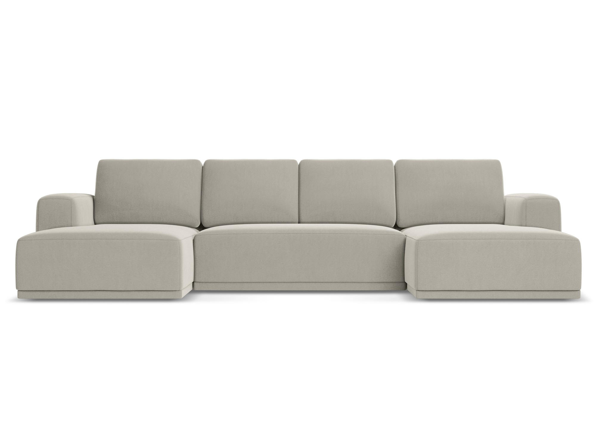 WOHNLANDSCHAFT Samt Stoff Creme - Perlmutt/Creme, Kunststoff/Textil (333/91/160cm) - Makamii