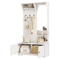 GARDEROBE mit Spiegel 100 x 40 x 180 cm MDF White - Weiß, Holzwerkstoff (40/180/100cm) - Beauniv