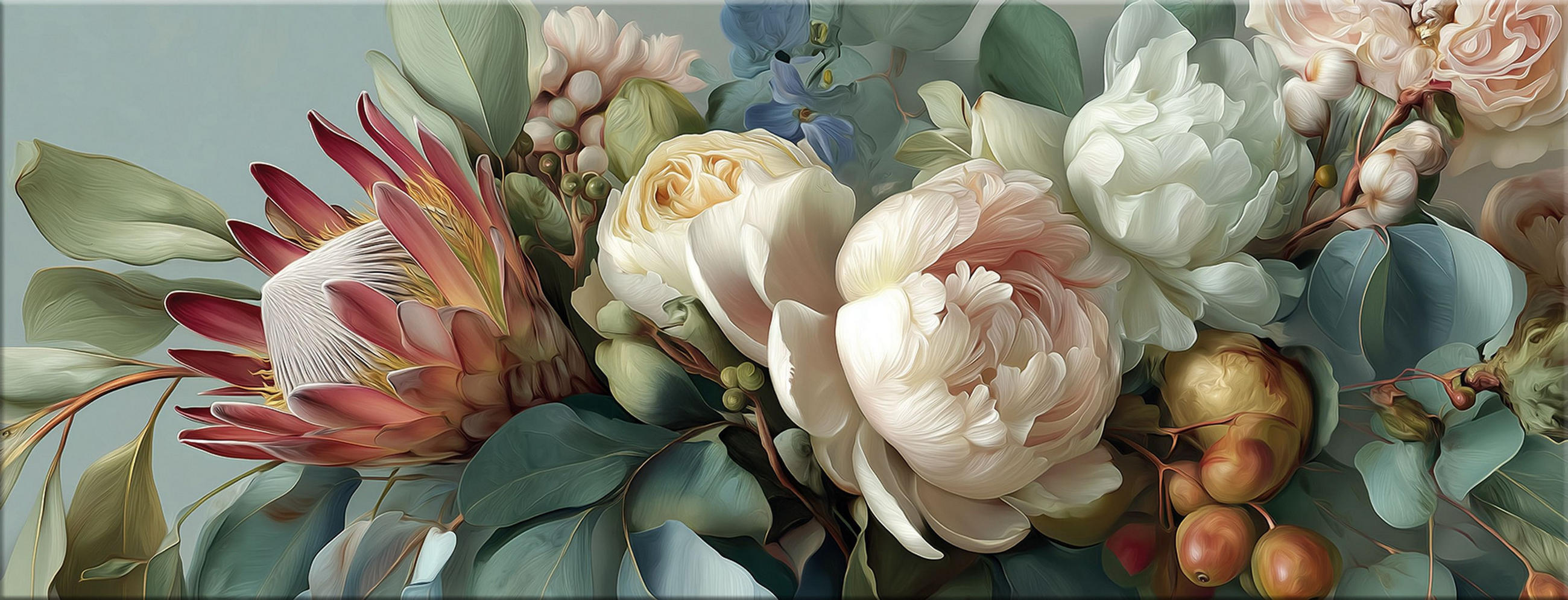 GLASBILD 80x30 cm Vintage Blumen floral - Weiß, Glas (80/30cm) - artissimo