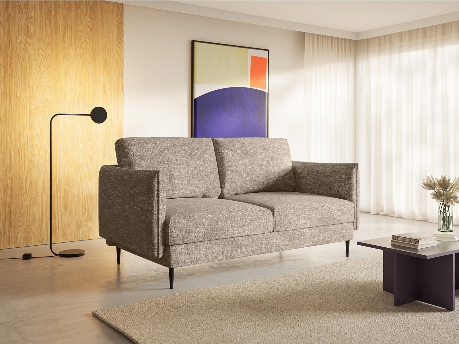 Thumbnail - Fedve Sofa, Braun, Textil, 196x95x86 cm, Wohnzimmer, Sofas & Couches, Sofas, 2-Sitzer Sofas