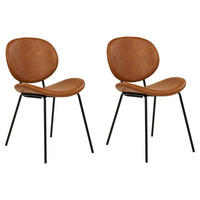 ESSZIMMERSTUHL 2er-Set Kunstleder Braun Luana - Schwarz/Braun, Textil/Metall (50/80/52cm) - Beliani