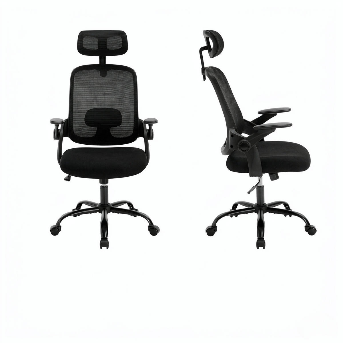 DREHSTUHL ergonomischer Bürostuhl mit Wippfunktion 150 kg - Schwarz, Leder (63.5/118/47cm) - Gisaae