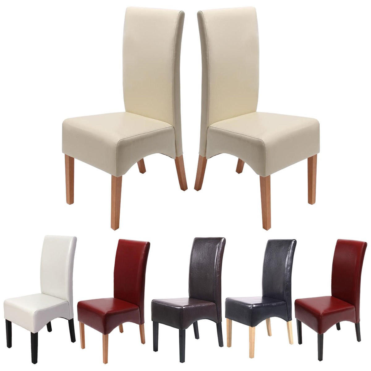 ESSZIMMERSTUHL 2er-Setgepolstert 102x44x54cm Sitzhöhe 47cm Leder dunkle Beine Creme - Beige, Leder (44/102/54cm) - CHEFGASTRO