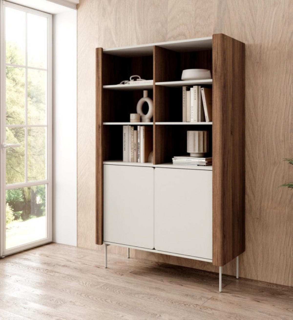 REGAL Kaschmir WRAPSO R 105 Nussbaum - Multicolor, Holzwerkstoff (105/167/39.5cm) - Sepro Meble