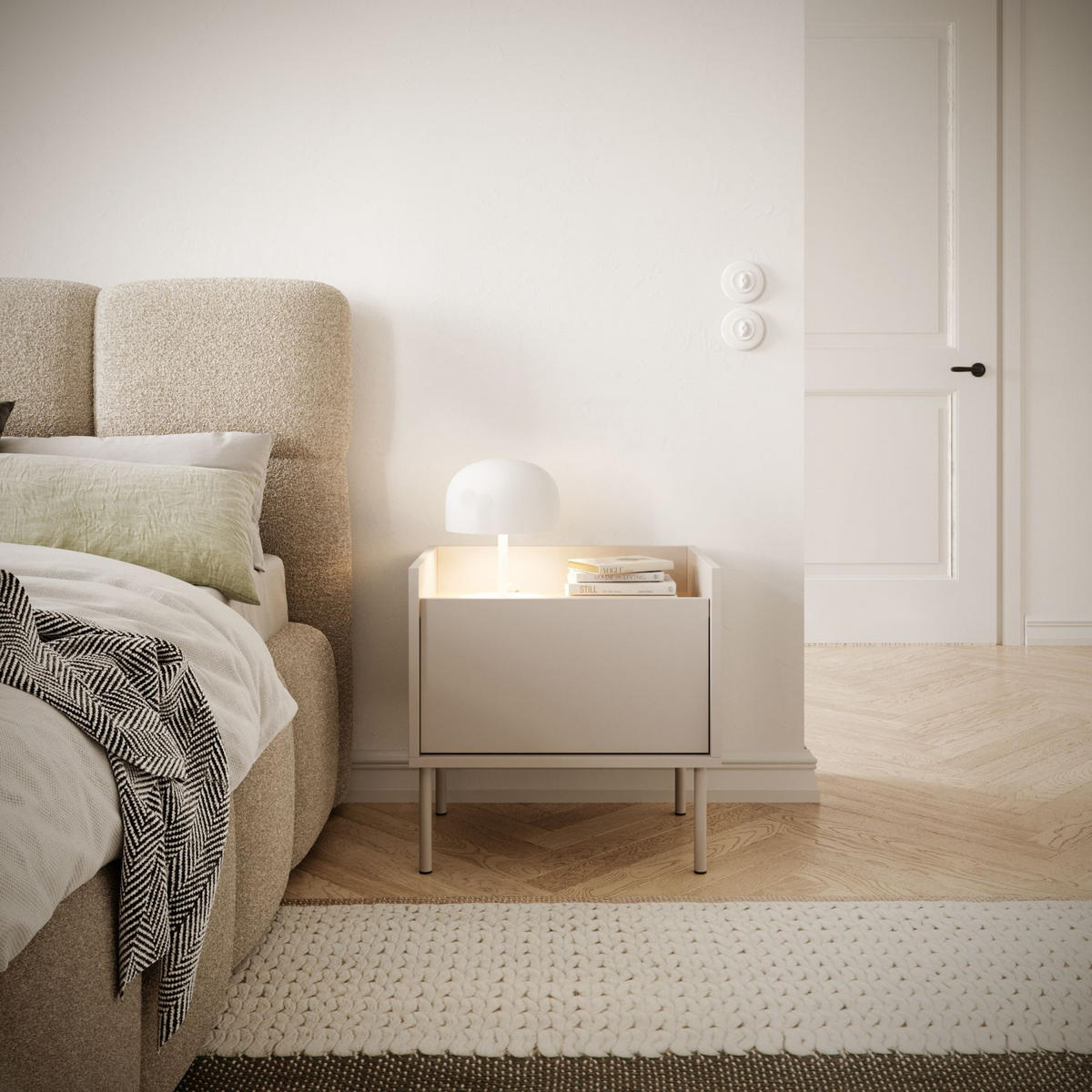 NACHTTISCH Tovi Kaschmirgrau / Holzoptik Eiche 50 cm - Kaschmir, Holzwerkstoff/Metall (48.2/48.5/36.4cm) - Selsey