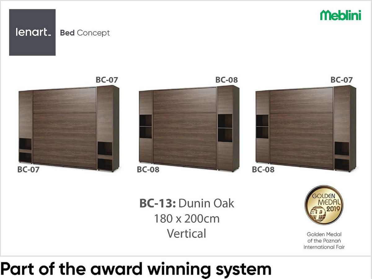 SCHRANKBETT BED CONCEPT BC-13 - Alteiche, Holzwerkstoff (180/200cm) - Meblini