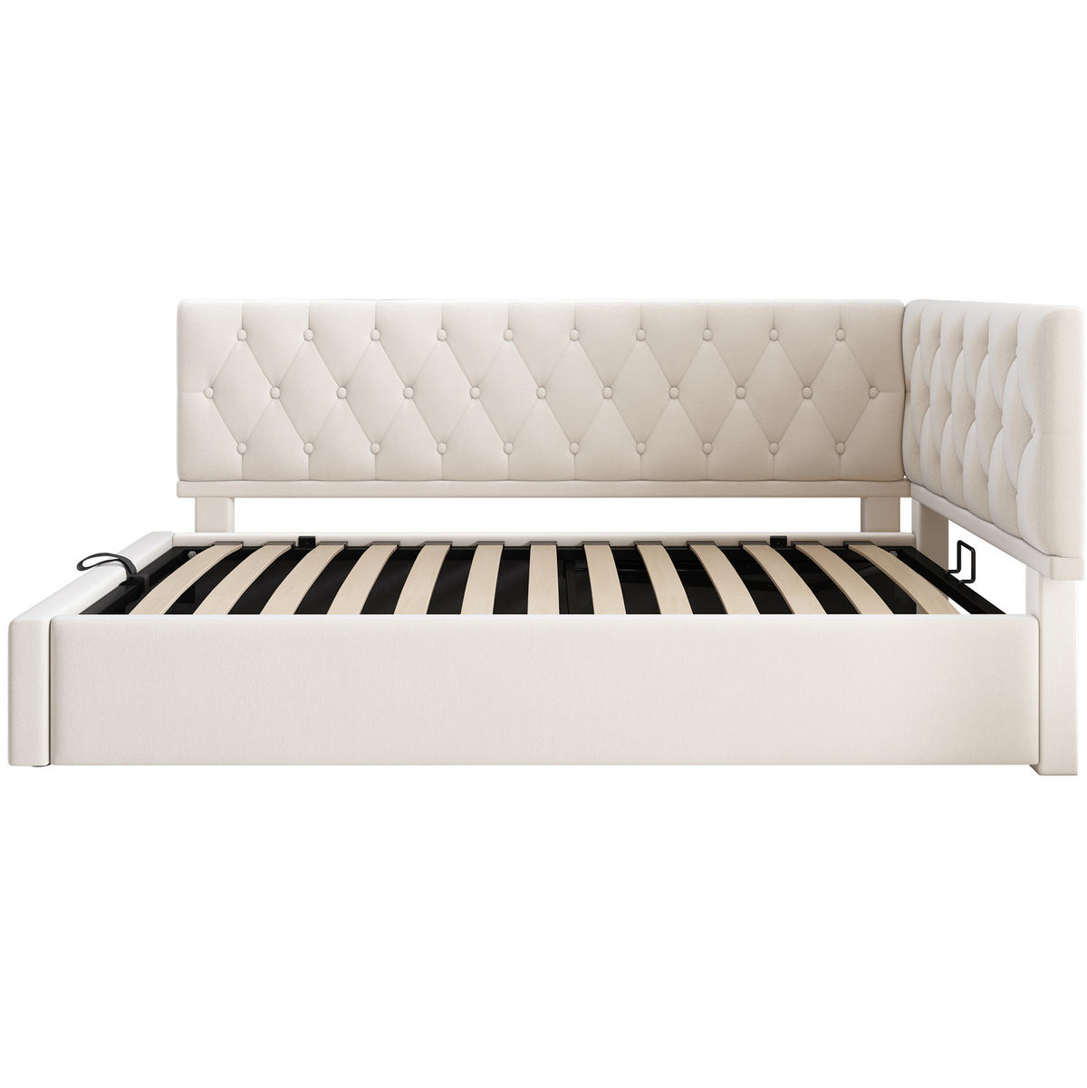 KINDERBETT Polsterbett 90/200 cm aus Samt mit hydraulischem Bettkasten Beige - Beige, Textil (90/200cm) - Modenvie