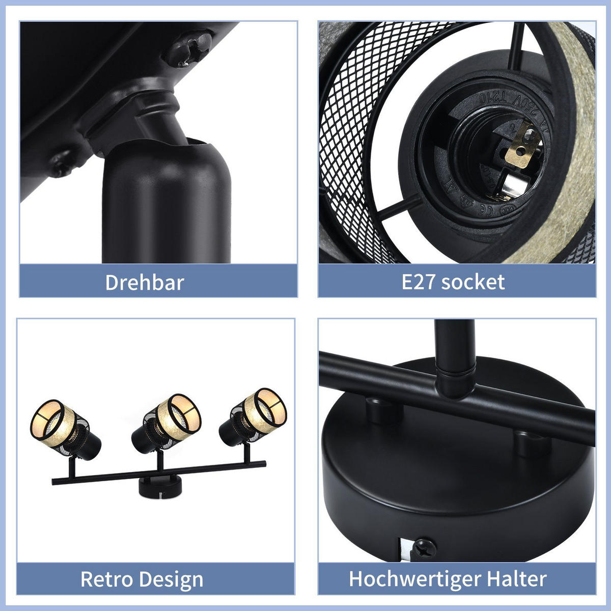 DECKENLEUCHTE Rhythmus 3flammig 53/10/18 cm - Schwarz, Metall (53/10/18cm) - Nettlife