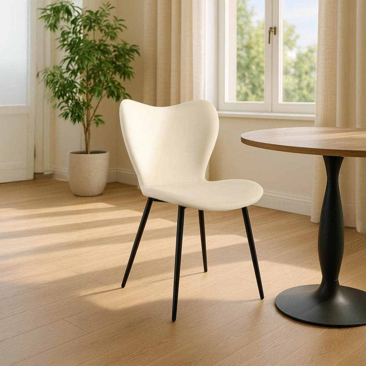 ESSZIMMERSTUHL Samt Creme - Creme/Schwarz, Textil/Metall (50/80/58cm) - CLP