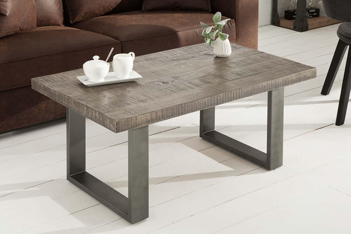 COUCHTISCH IRON CRAFT Mango kufen Grau 100cm - Grau, Holz/Metall (60/100/46cm) - riess-ambiente