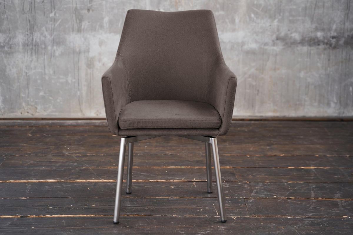 STUHL CALI Grau Microfaser - Grau, Textil (56/88.5/61cm) - KAWOLA