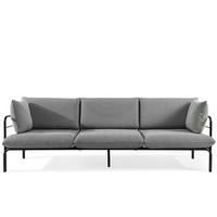 GARTENSOFA RAMBE 3-Personen mit Kissen, Anthrazit - Anthrazit/Schwarz, Textil/Metall (225/80/80cm) - KONSIMO®