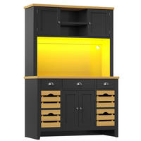 BUFFET DE-38498 120/40/188 cm mit Soft-Close-Türen Schwarz - Schwarz, Holzwerkstoff (120/188/40cm) - ComfortXL