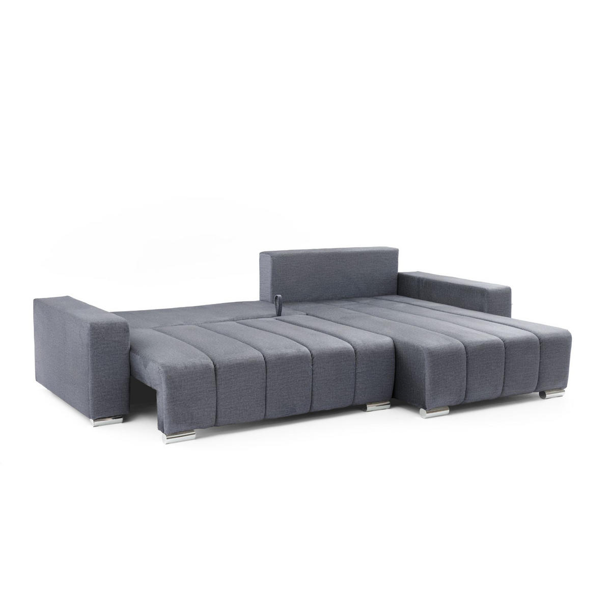 ECKSOFA Piano L Rechts mit Schlaffunktion 137x234 Velours Dunkelgrau - Dunkelgrau/Silberfarben, Holz/Textil (178/278cm) - Muffo