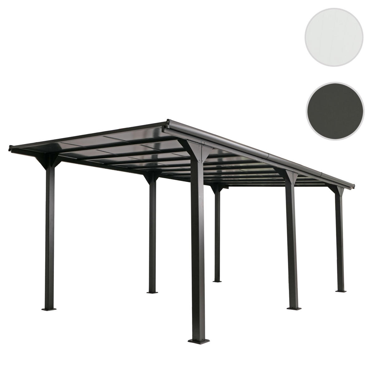 CARPORT HxBxT 249x604x316cm 10cm-Gestell Polycarbonat-Dach Regenrinne 3x6m Weiß - Weiß, Metall (604/249/316cm) - PROREGAL