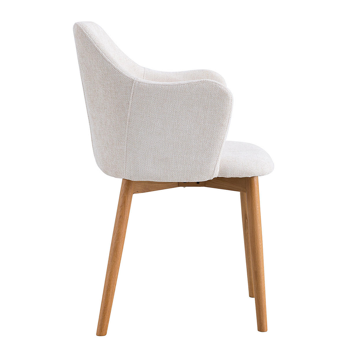 ARMLEHNENSTUHL - Strukturstoff, 2er-Set - Eichefarben/Beige, Eichenholz/Textil (55/82/57cm) - home24