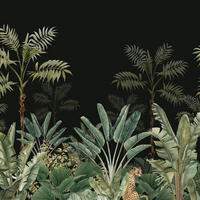 FOTOTAPETE Dschungelmuster 300 x 279 cm - Schwarz, Papier (300/279cm) - ESTAhome