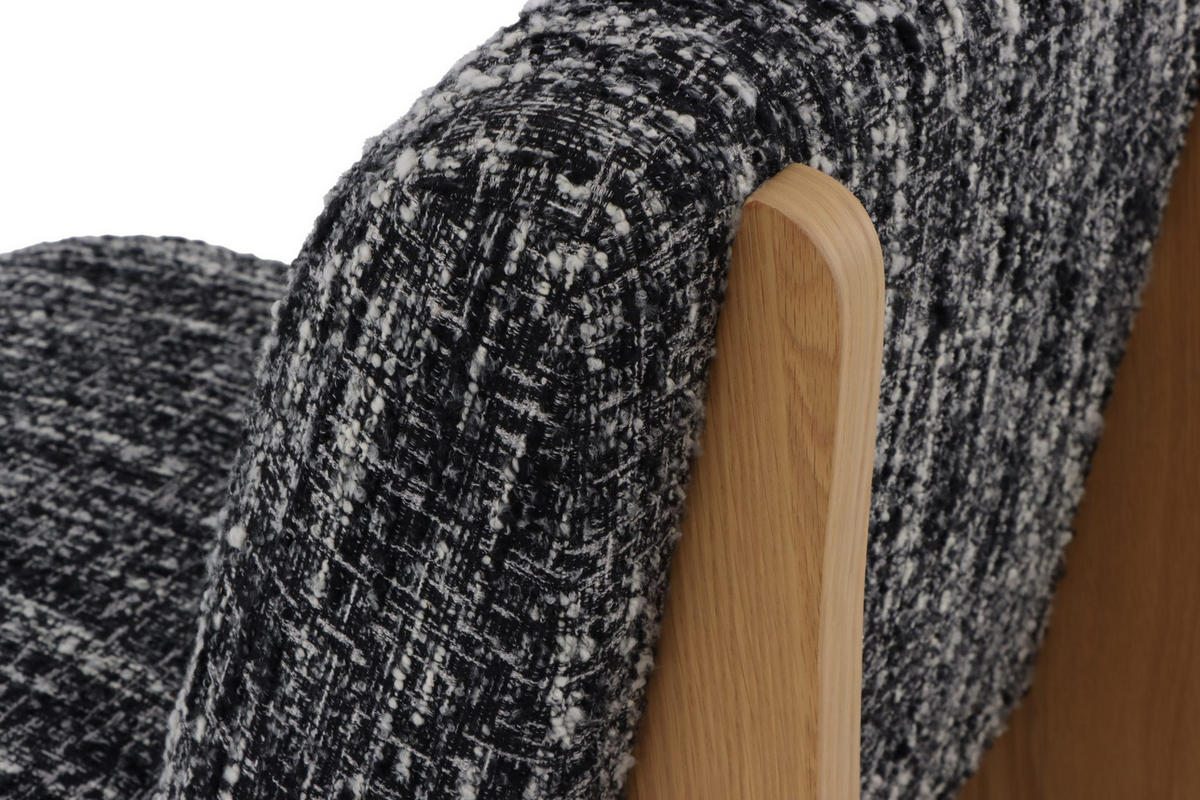 SESSEL Tommy, Natur Massiveiche + schwarz-weißer Stoff - Multicolor, Holz (73/86/88cm) - WOODEK