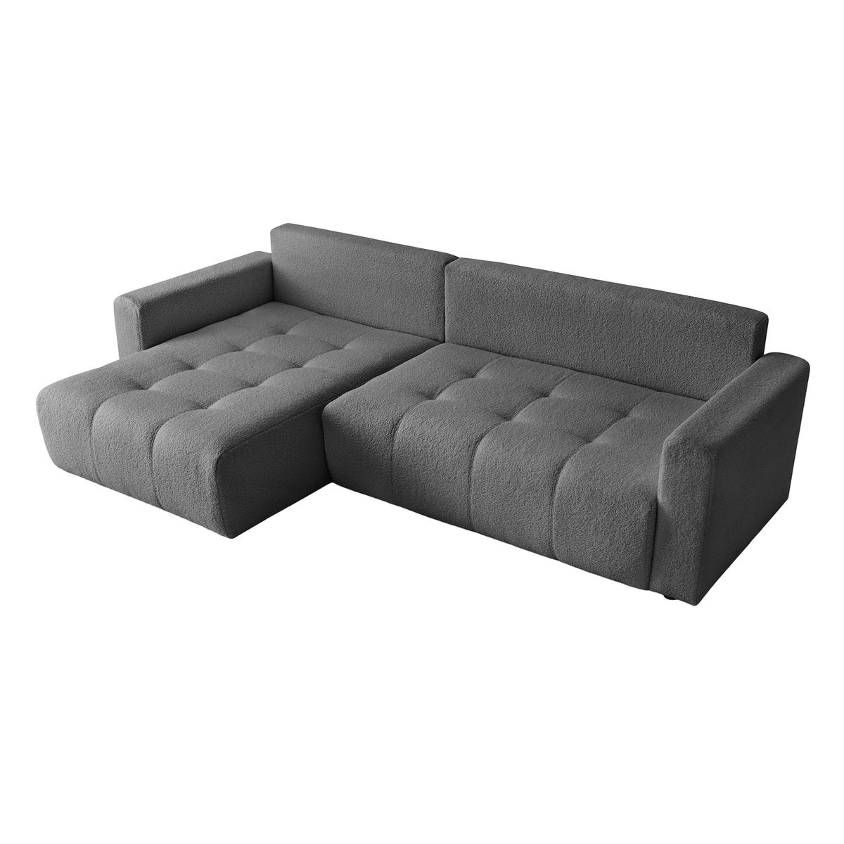 ECKSOFA WALONGO mit Schlaffunktion, Grau - Dunkelgrau, Textil (261/143cm) - Fedve