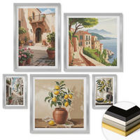 WANDBILDER 5er Set - 50x50 cm & 20x30 cm & 40x60 cm Silberner Rahmen - Zitronenblumen im Topf, Straßen - Silberfarben, Kunststoff (40/60cm) - ArtPrintCave