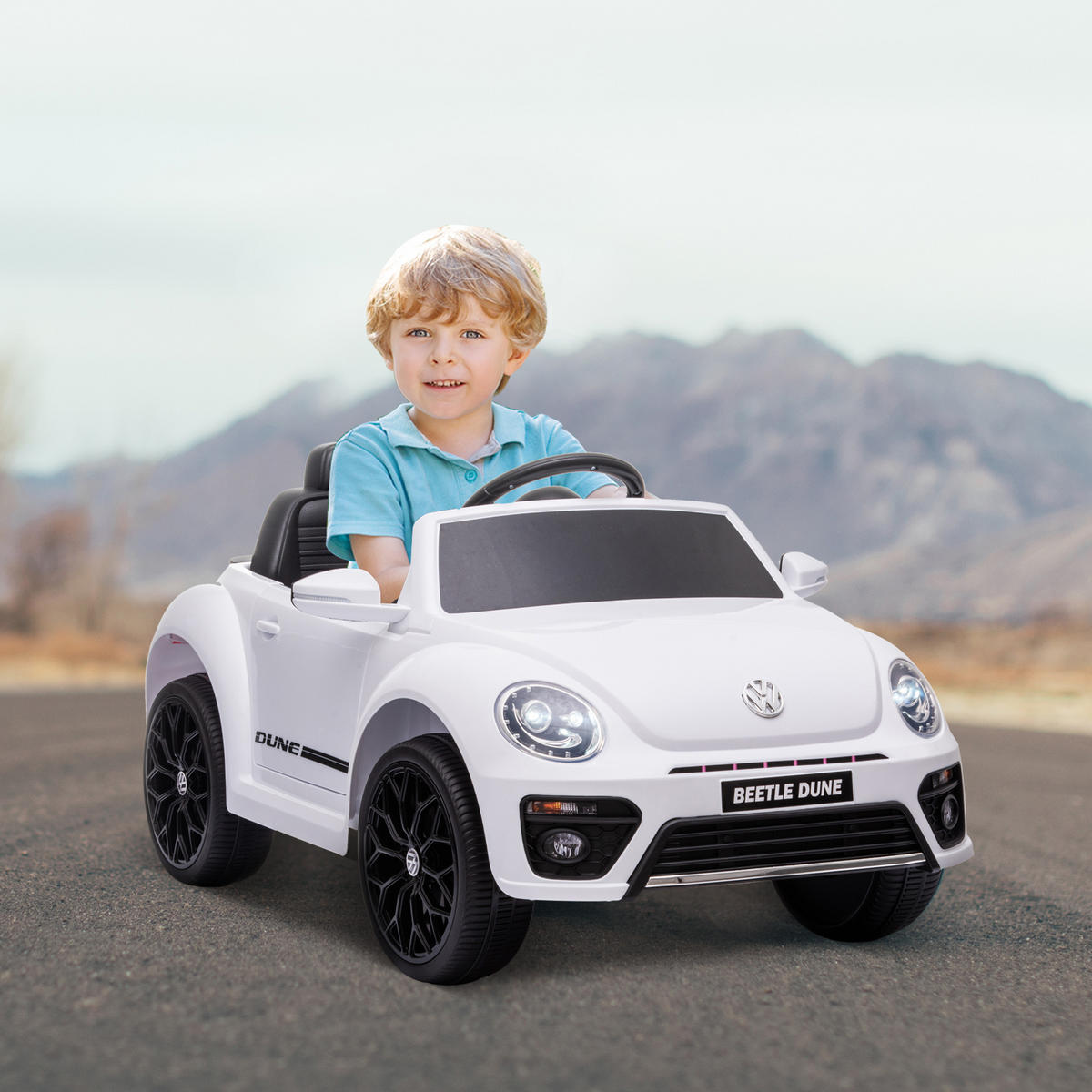 KINDER Elektroauto 12V Kinderauto mit 2,4G Fernbedienung, Musik, Hupe, 3-5 km/h - Weiß, Kunststoff (97/56.5/46cm) - AIYAPLAY
