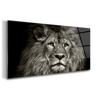 GLASBILD 120x60 cm Löwe Tier - Anthrazit, Glas (120/60cm) - TULUP