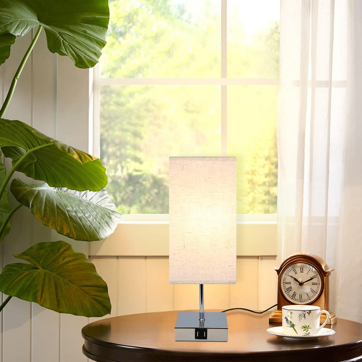 TISCHLAMPE Lila 13/13/37 cm - Silberfarben, Metall (13/13/37cm) - ZMH