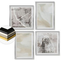 WANDBILDER 4er Set - 50x50 cm & 40x60 cm Silberner Rahmen - Minimalismus der Farbstruktur - Silberfarben, Kunststoff (50/50cm) - ArtPrintCave