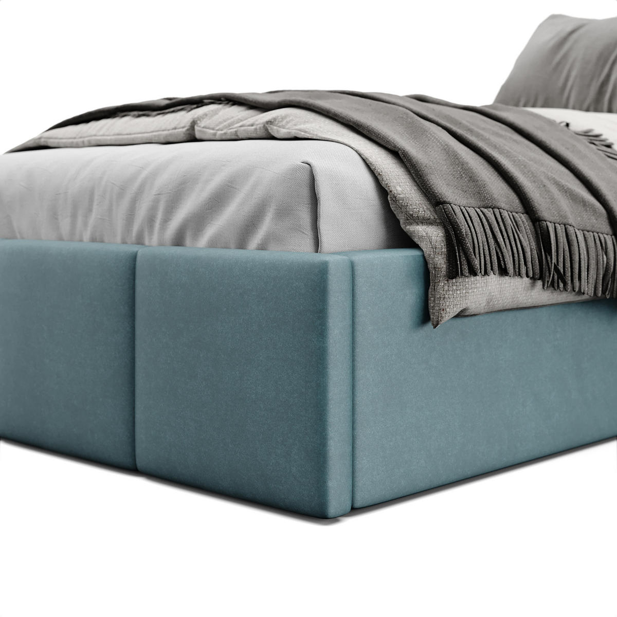 POLSTERBETT für Schlafzimmer Bett mit Stauraum Meerfarbe 90x200cm - Blau, Holzwerkstoff/Textil (90/200cm) - Muralo
