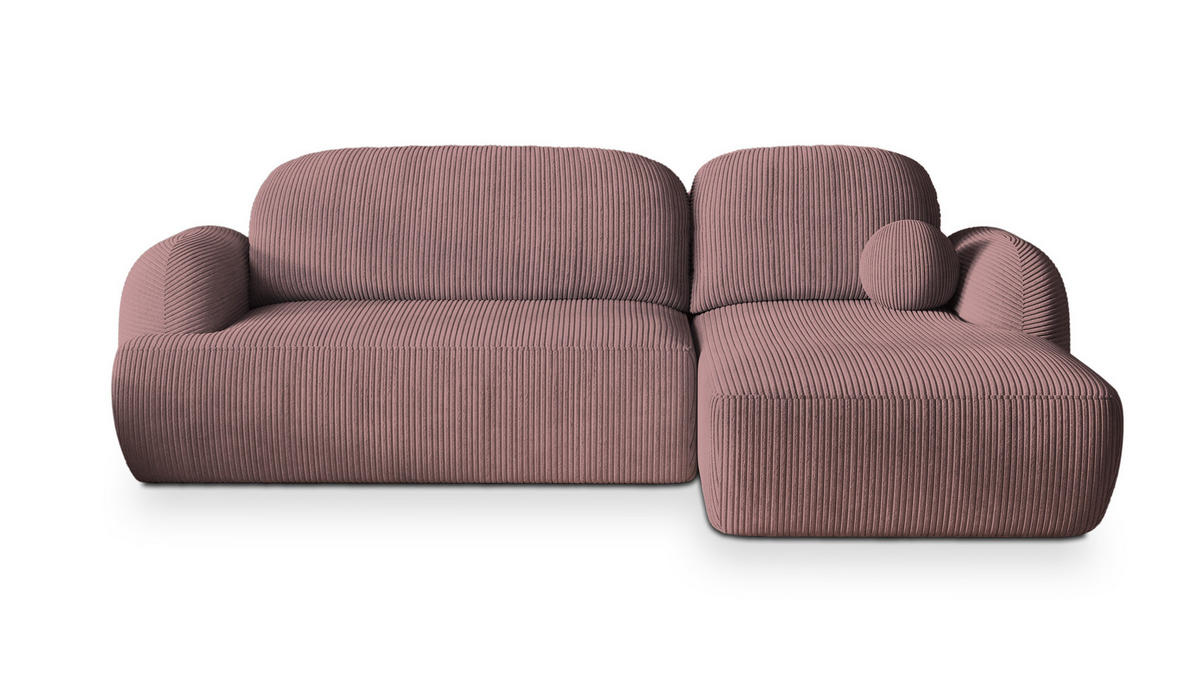 ECKSOFA MODENZA P R-S Lila Kordstoff mit Schlaffunktion - Lila, Holz (266/148cm) - MASSENO