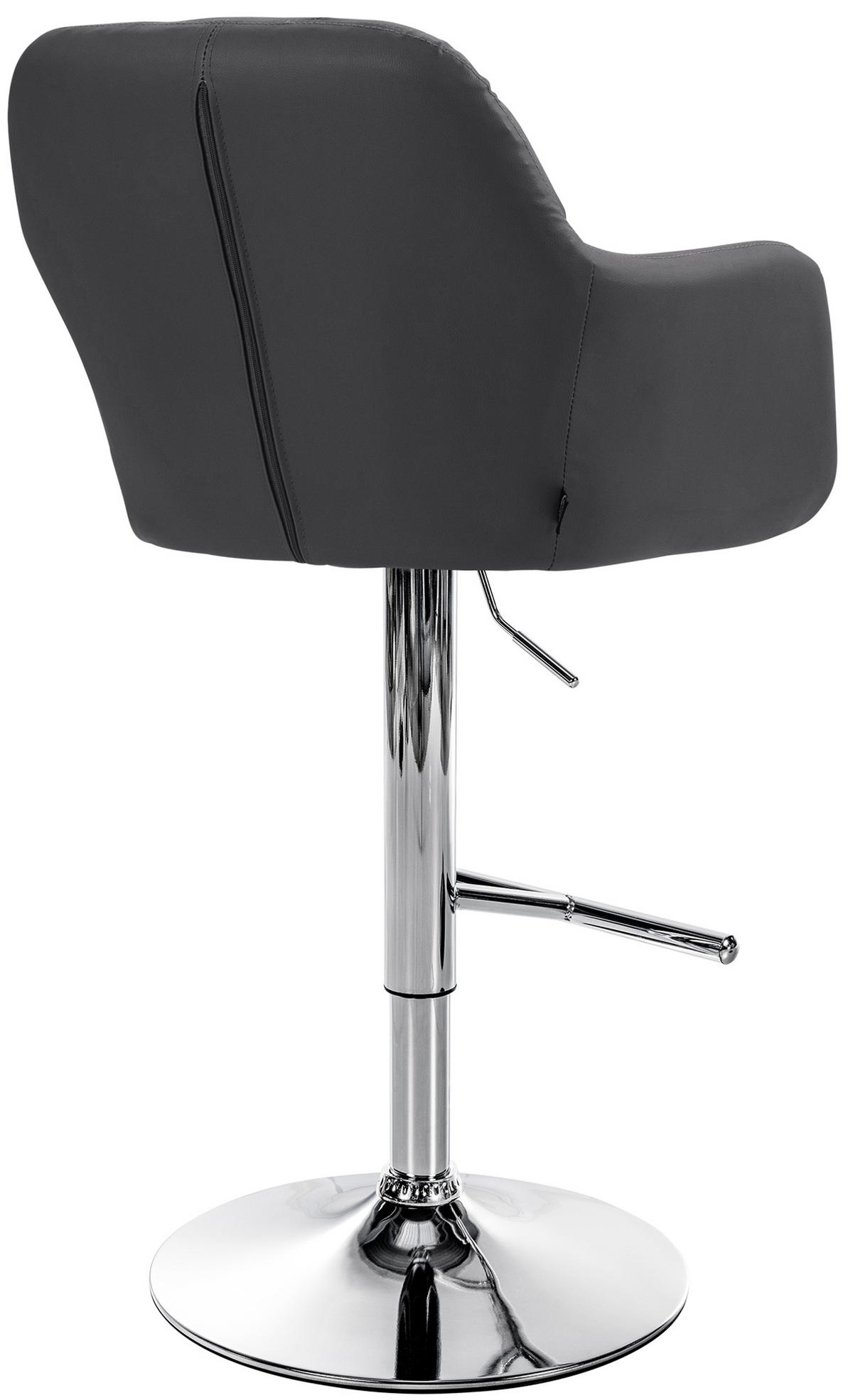 BARHOCKER Nardo Kunstleder chrom schwarz - Chromfarben/Schwarz, Kunststoff/Metall (57/118/59cm) - TPFLiving