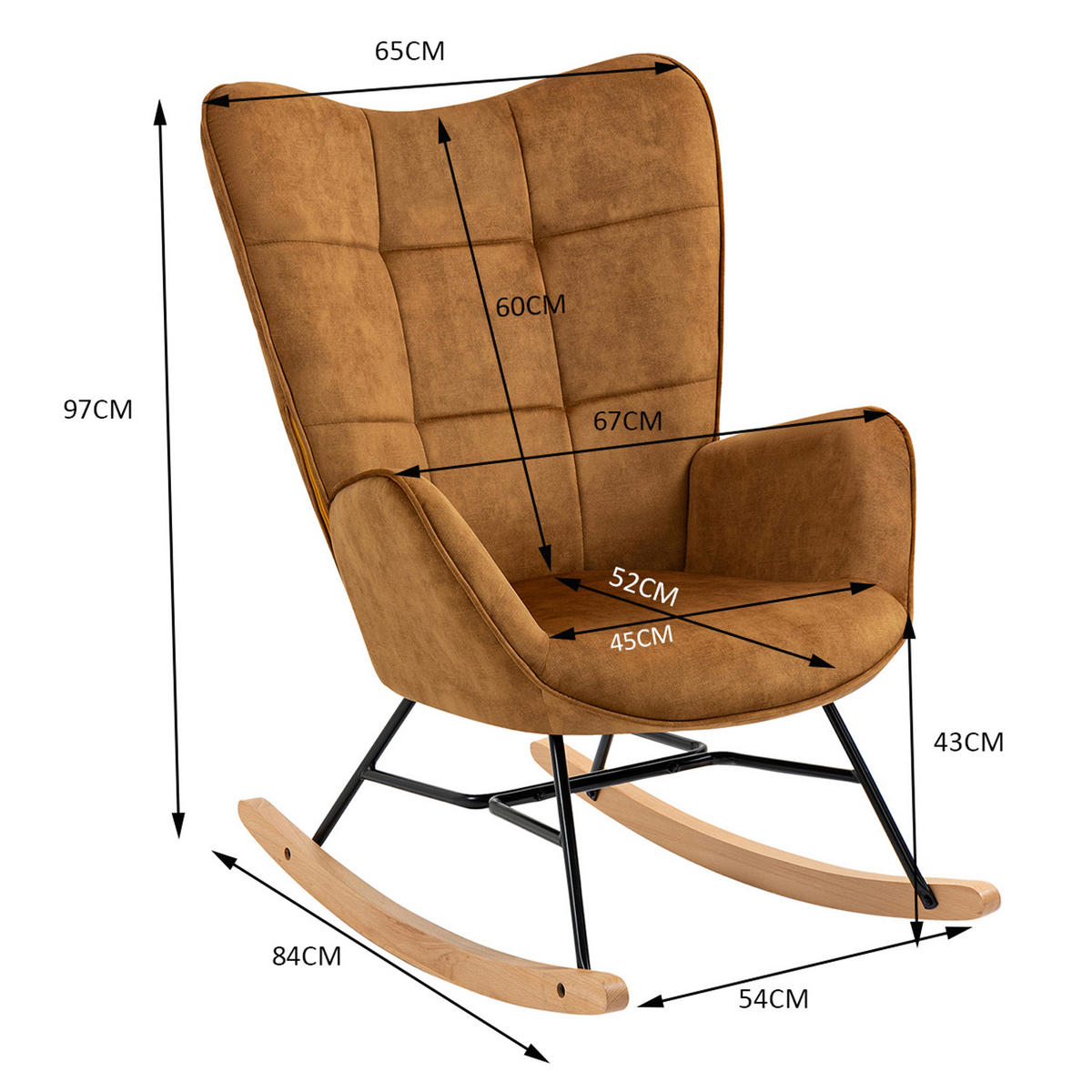 SCHAUKELSTUHL in Webstoff Braun - Braun, Metall (65/97/84cm) - Meubles Cosy