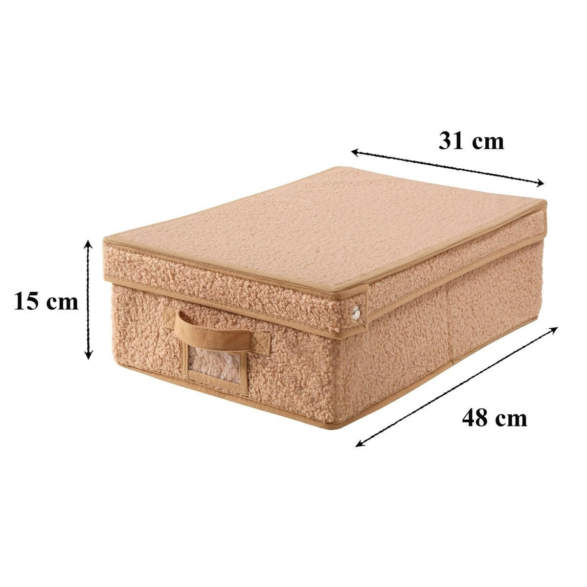 AUFBEWAHRUNGSBOX mit deckel aus bouclé-stoff in beige - 31,5/48/15 cm - Beige, Textil (33.5/48/15cm) - Calicosy
