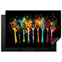 HERABDECKPLATTE - Löffel - Gewürze - Modern - Graffiti - Farbe - Farbenfroh - 74x48 - Multicolor, Kunststoff (74/48/0.2cm) - MuchoWow