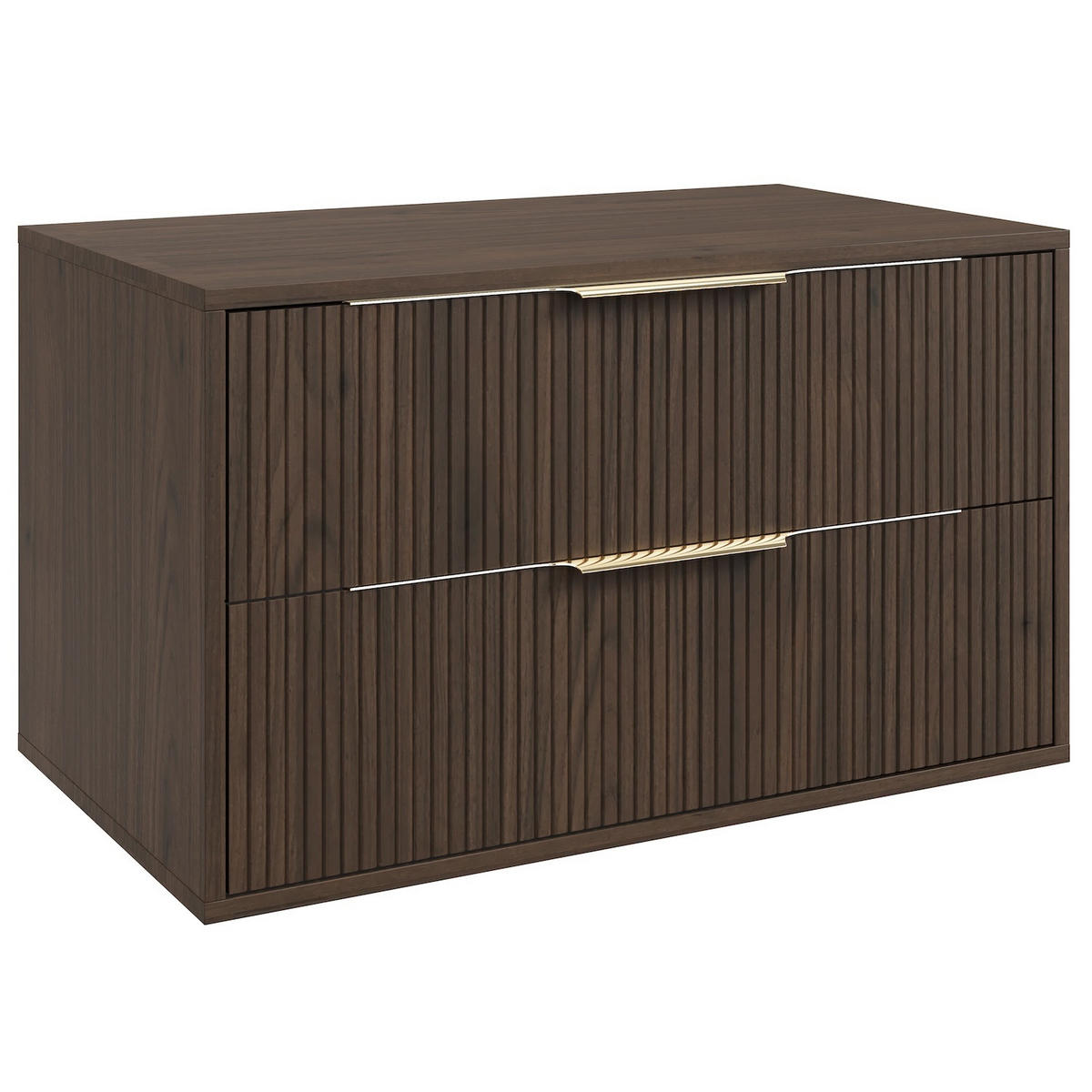 WASCHBECKENUNTERSCHRANK Rimini 2 Schubladen Walnuss Braun - 80 x 46 x 46 cm - Walnussfarben/Braun, Holz (80/46/46cm) - Badplaats