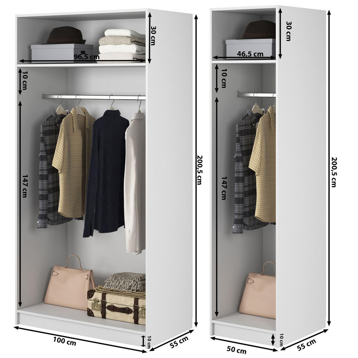 KLEIDERSCHRANK Frame Schwarz 150 cm - Goldfarben/Schwarz, Holzwerkstoff/Metall (150/200.5/57cm) - Selsey